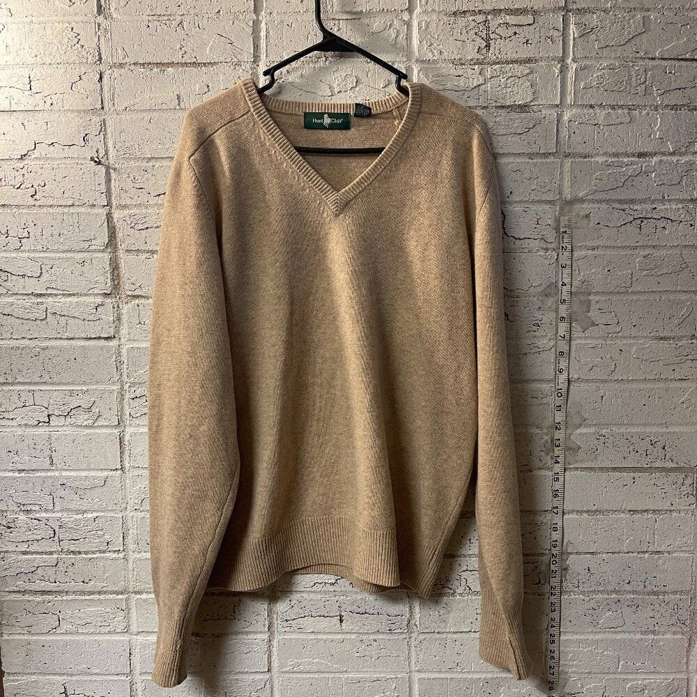 Italian Hunt Club Angora Lambswool V Neck Sweater Xl Tall